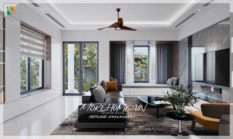 Ấn tượng 16 mẫu thiết kế đá ốp vách tivi phòng khách đẹp, nổi bật, thẩm mỹ cao cho không gian